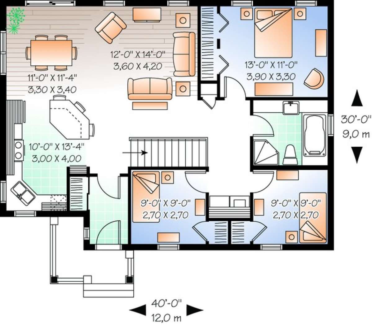 Floorplan 1 for House Plan #034-00196