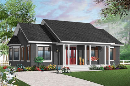 3 Bed, 1 Bath, 1218 Square Foot House Plan - #034-00197