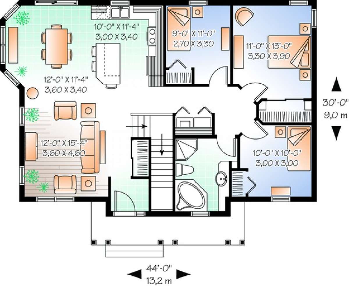 Floorplan 1 for House Plan #034-00197