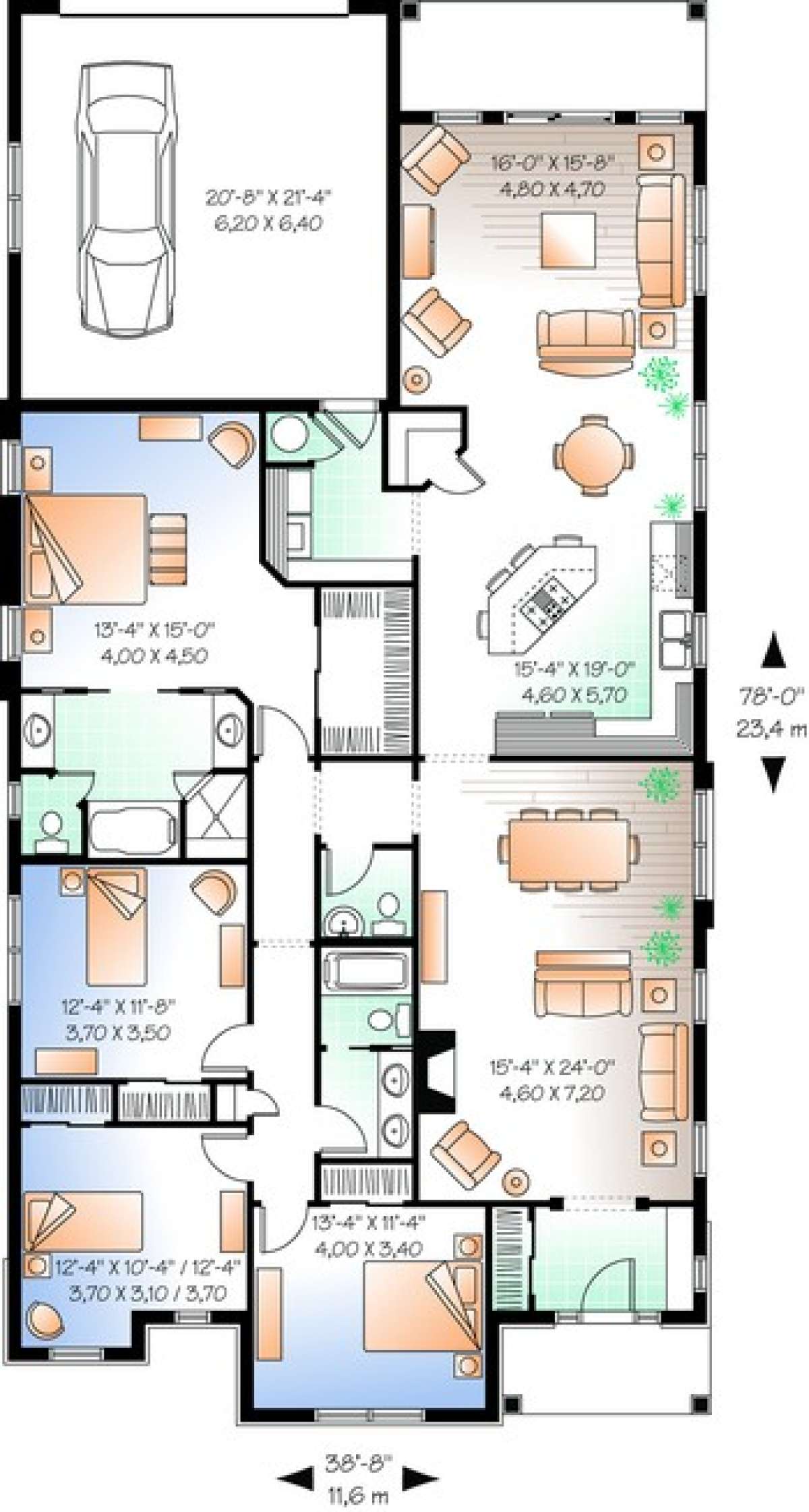 Floorplan 1 for House Plan #034-00201