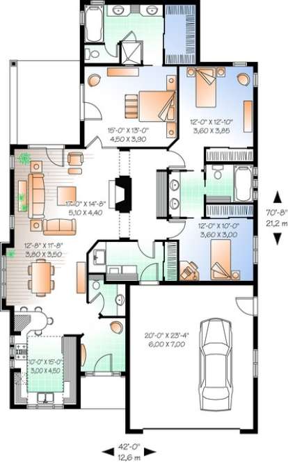 Floorplan 1 for House Plan #034-00202
