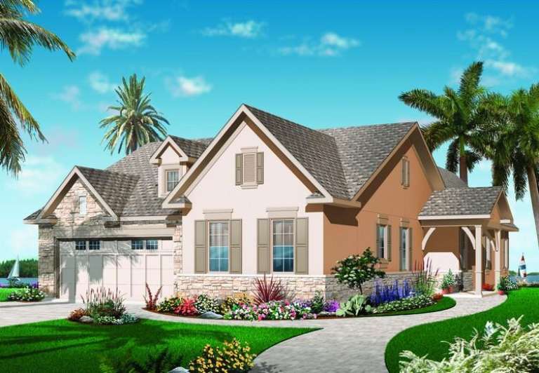 Narrow Lot House Plan #034-00203 Elevation Photo