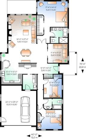 Floorplan 1 for House Plan #034-00203
