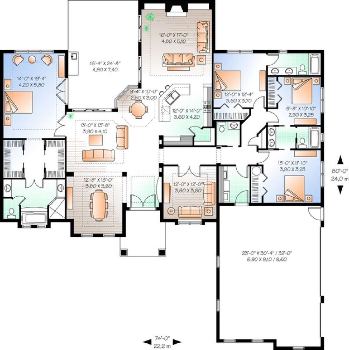 Floorplan 1 for House Plan #034-00206