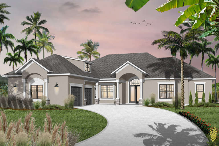 Florida House Plan #034-00208 Elevation Photo