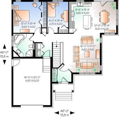 Floorplan 1 for House Plan #034-00209