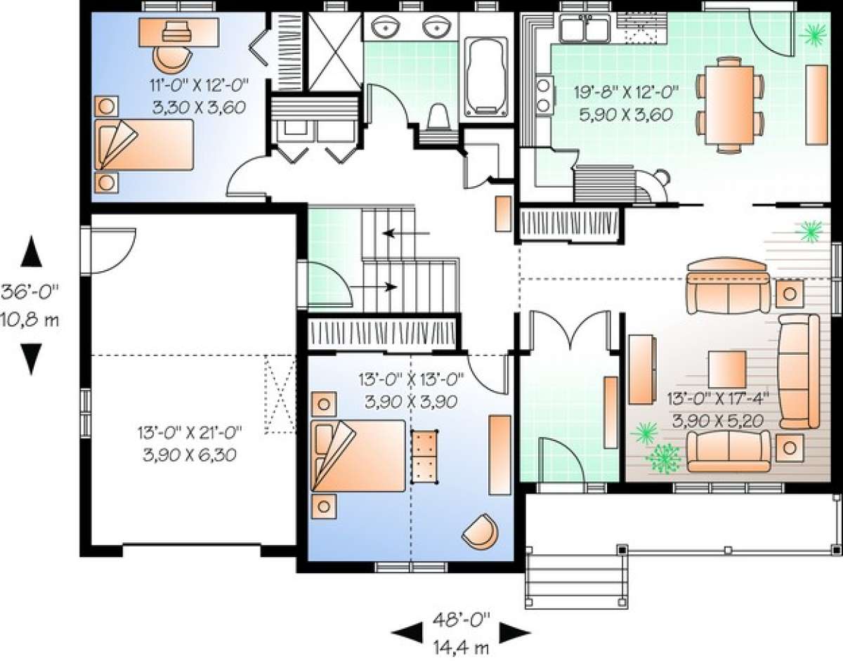 Floorplan 1 for House Plan #034-00210