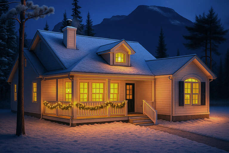 House Plan House Plan #659 Angled Front Elevation - Winter