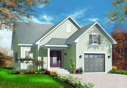 2 Bed, 1 Bath, 1250 Square Foot House Plan - #034-00212