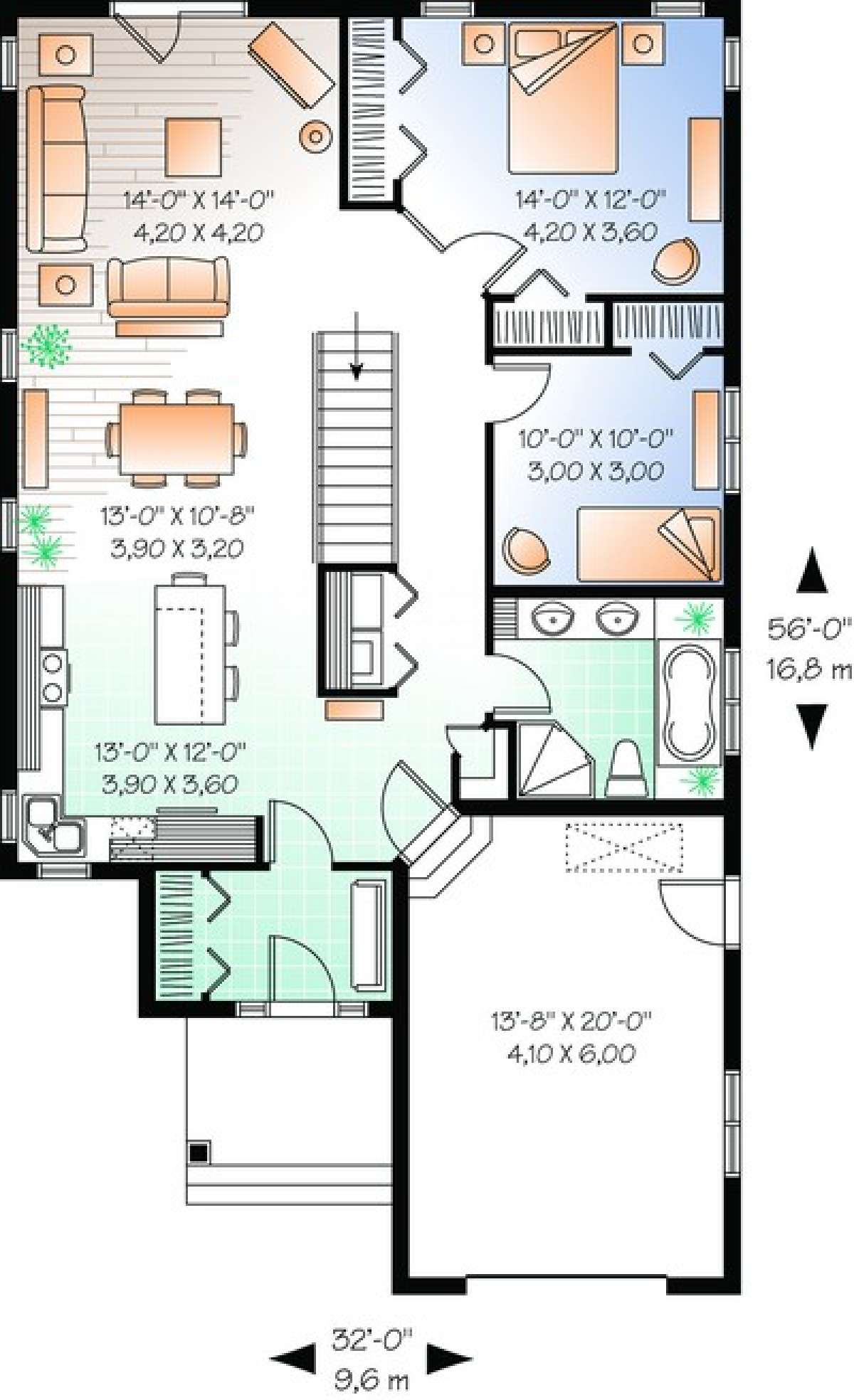 Floorplan 1 for House Plan #034-00212