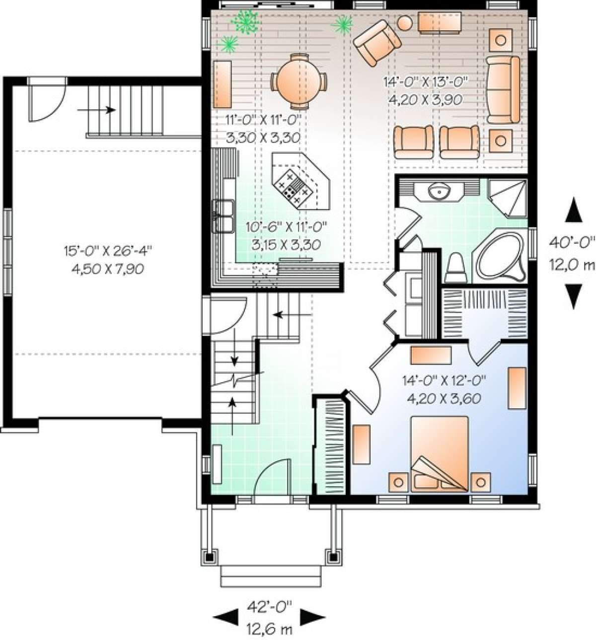 Bungalow Plan - 1,054 Square Feet, 1 Bedroom, 1 Bathroom | Floor Plan ...
