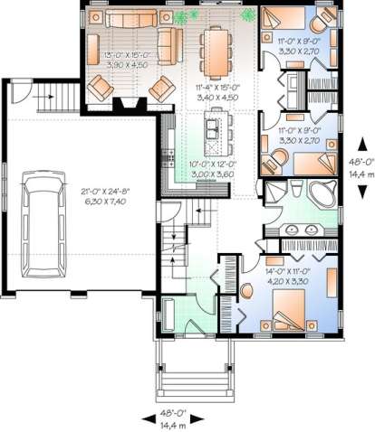 Floorplan 1 for House Plan #034-00220