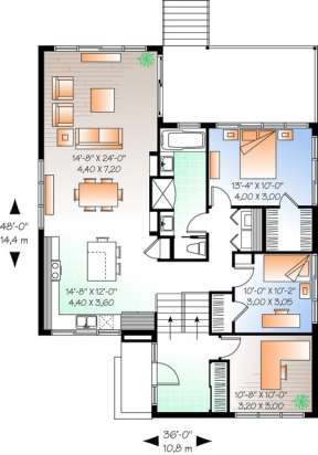 Floorplan 1 for House Plan #034-00221