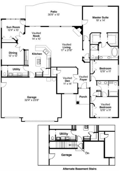 Floorplan 1 for House Plan #035-00016