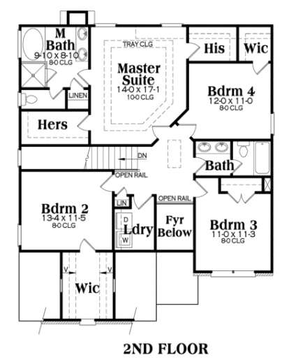 Second Floor for House Plan #009-00050