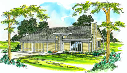 3 Bed, 2 Bath, 1308 Square Foot House Plan - #035-00045