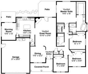 Floorplan 1 for House Plan #035-00046