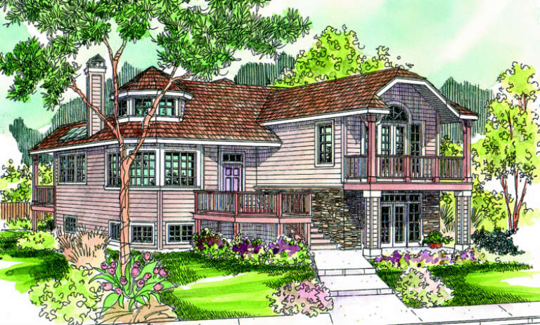 Narrow Lot House Plan #035-00048 Elevation Photo