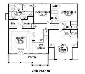Second Floor for House Plan #009-00054