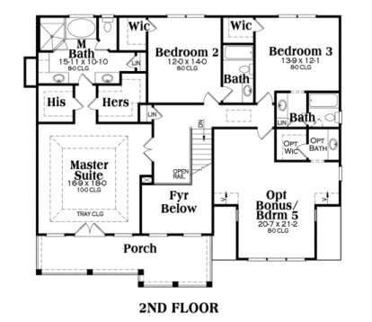 Second Floor for House Plan #009-00054