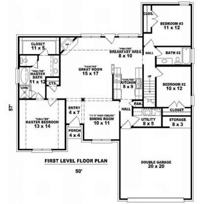 Floorplan 1 for House Plan #053-00488