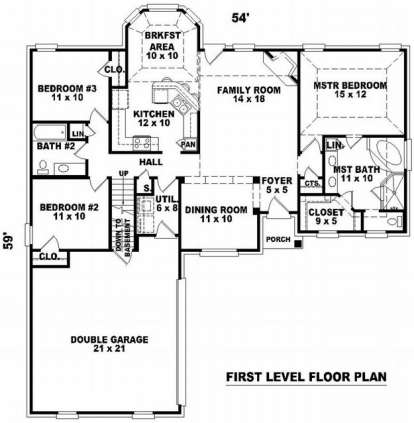 Floorplan 1 for House Plan #053-00490