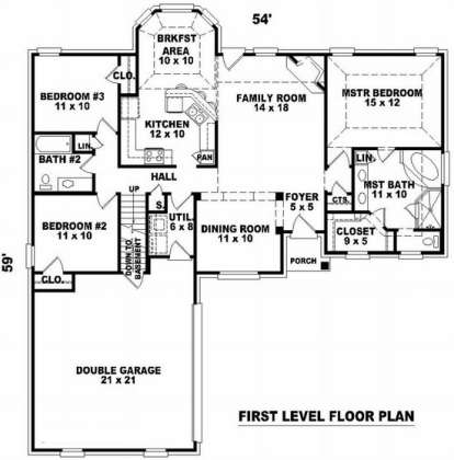 Floorplan 1 for House Plan #053-00494