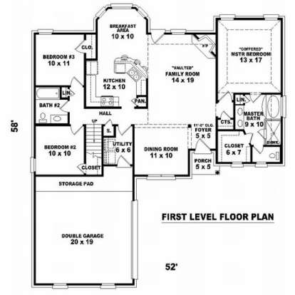 Floorplan 1 for House Plan #053-00499