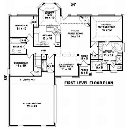Floorplan 1 for House Plan #053-00500