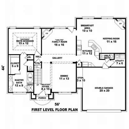 Floorplan 1 for House Plan #053-00501