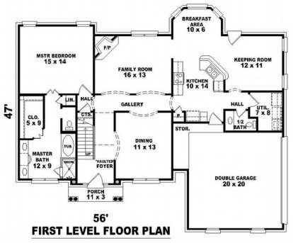 Floorplan 1 for House Plan #053-00506