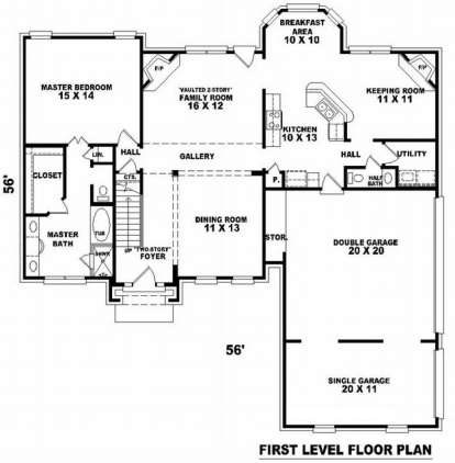 Floorplan 1 for House Plan #053-00507