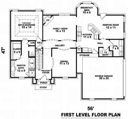 Floorplan 1 for House Plan #053-00513