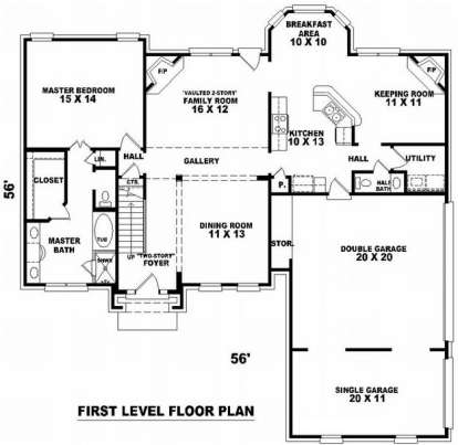 Floorplan 1 for House Plan #053-00520