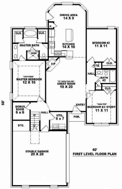 Floorplan 1 for House Plan #053-00521