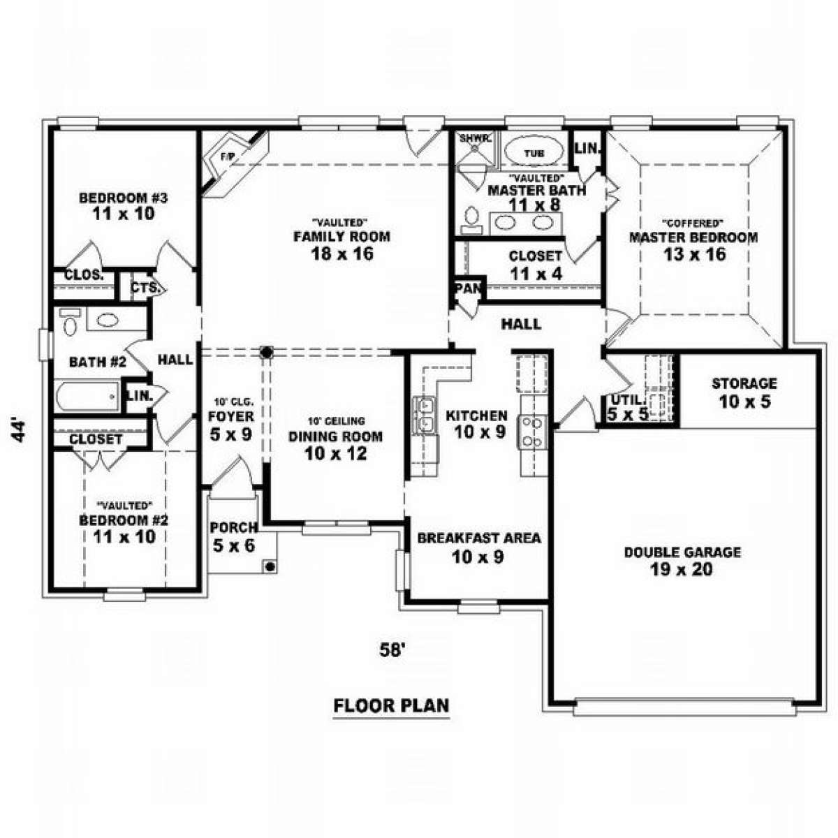 Floorplan 1 for House Plan #053-00529