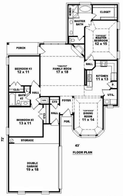 Floorplan 1 for House Plan #053-00531