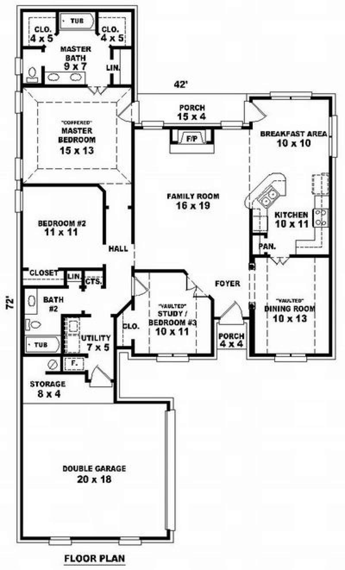 Floorplan 1 for House Plan #053-00539