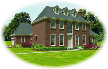 Colonial House Plan #053-00542 Elevation Photo