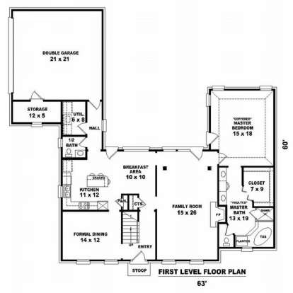 Floorplan 1 for House Plan #053-00542