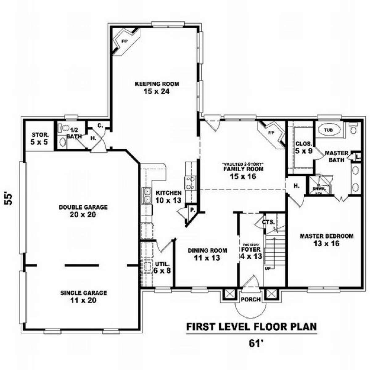 Floorplan 1 for House Plan #053-00543