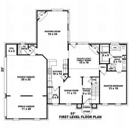 Floorplan 1 for House Plan #053-00544