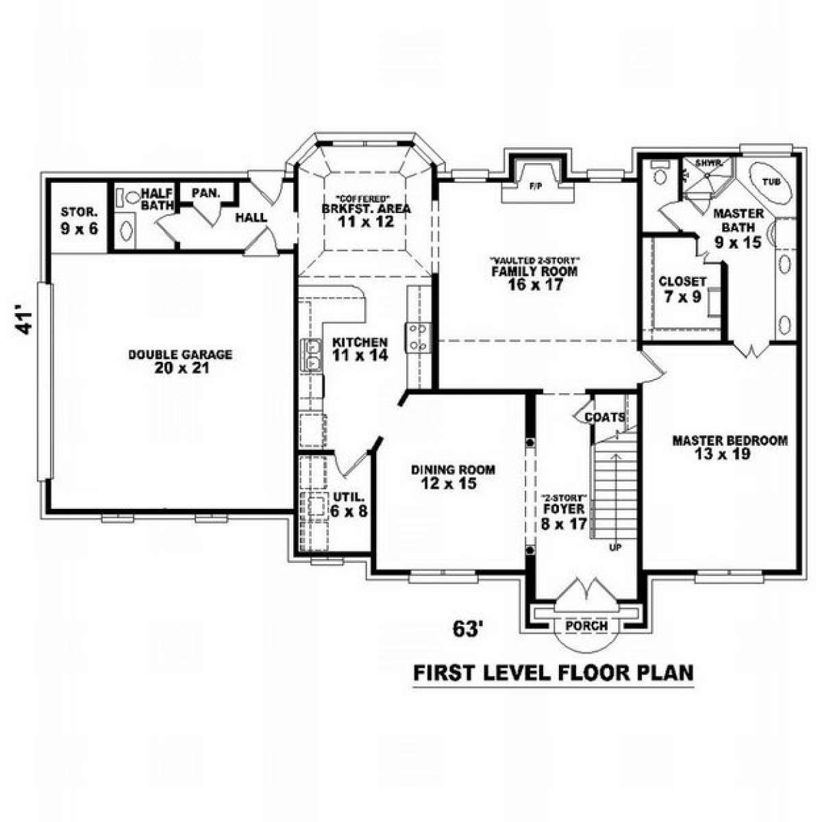 Floorplan 1 for House Plan #053-00553