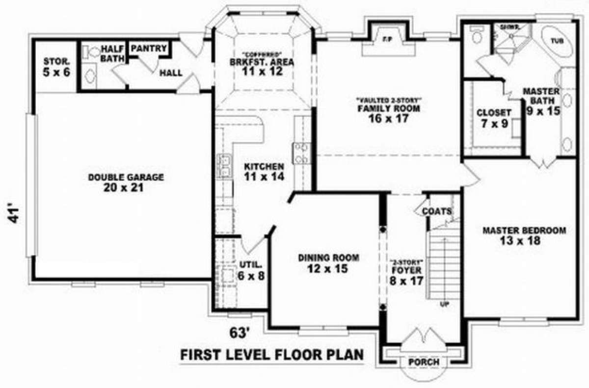 Floorplan 1 for House Plan #053-00554