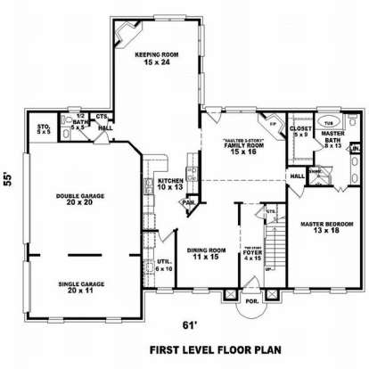 Floorplan 1 for House Plan #053-00558