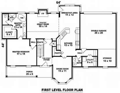 Floorplan 1 for House Plan #053-00569