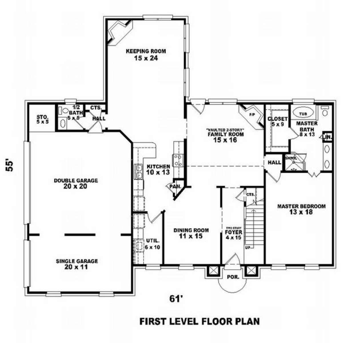 Floorplan 1 for House Plan #053-00571