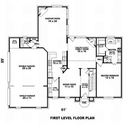 Floorplan 1 for House Plan #053-00572