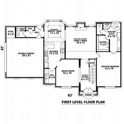 Floorplan 1 for House Plan #053-00576