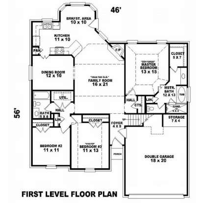 Floorplan 1 for House Plan #053-00577